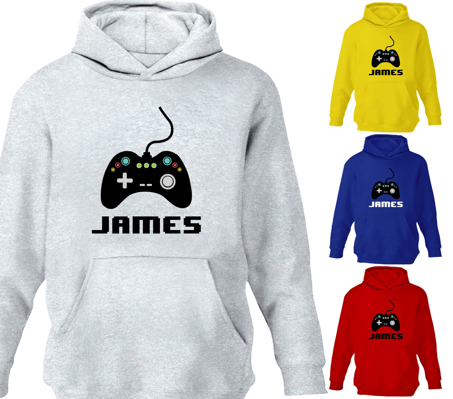Boys Personalised Game Controller Hoodie Kids Childrens Designer Hoody 1 12 Yrs