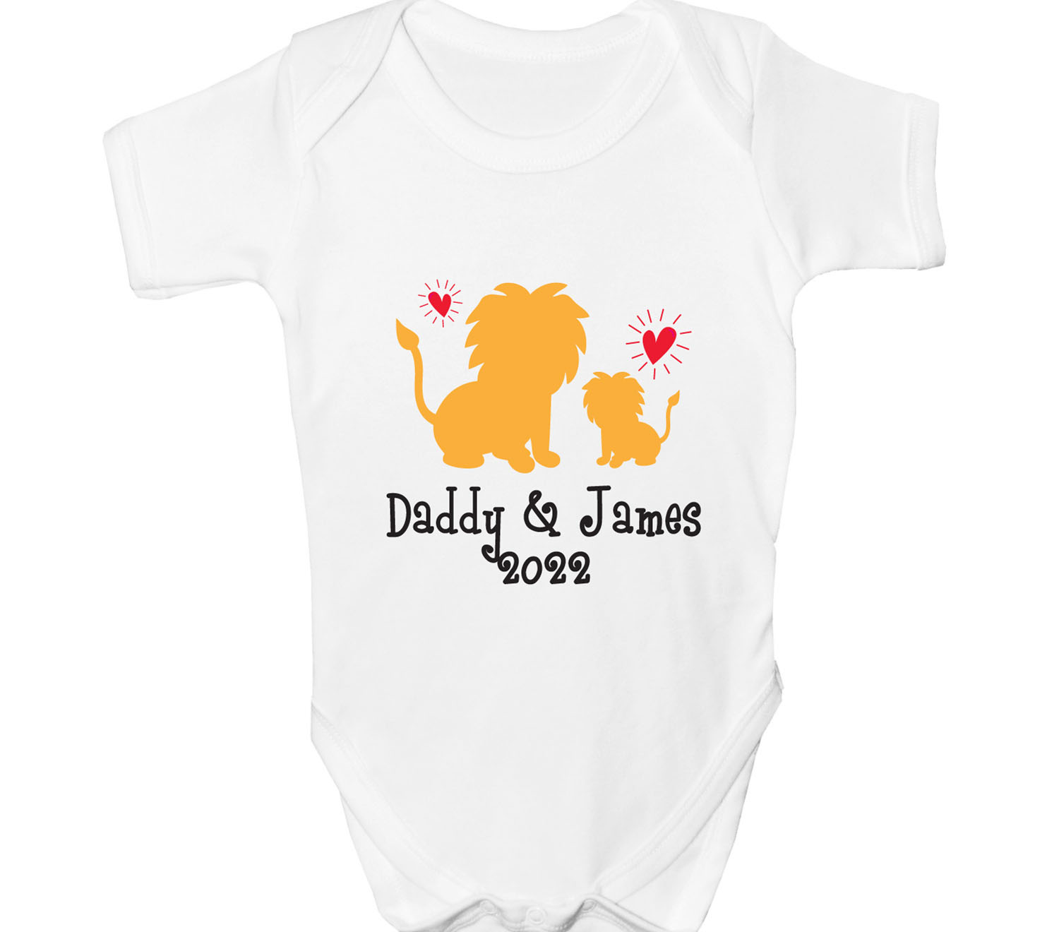 Personalised Baby Grow Cute Lion Bodysuit Father Any Name Vest Gift 