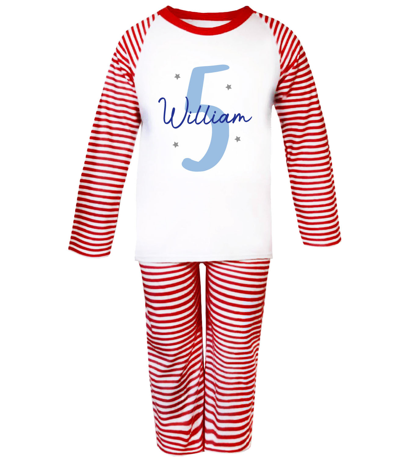 Personalised Birthday Pyjamas Childrens Boys Any Age Name Red Stripe Pjs Gift Beyondsome