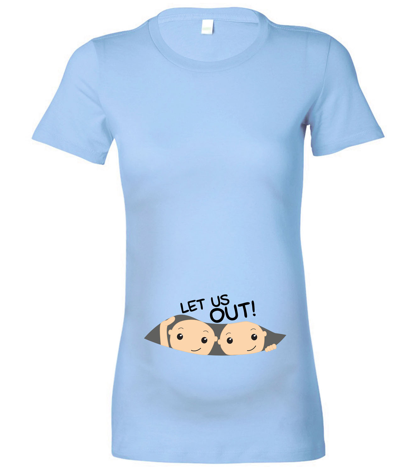 Twins Let Us Out Cute Fun Designer Maternity T Shirt Tshirt Baby Shower ...