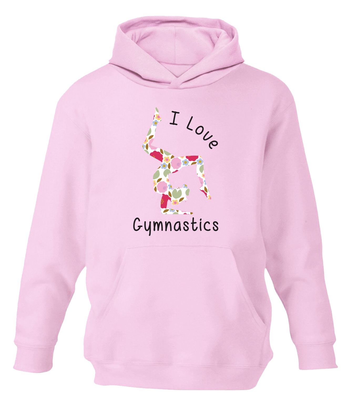 Girls I Love Gymnastics Hoodie Floral Print Kids Dance Childrens Hoody ...