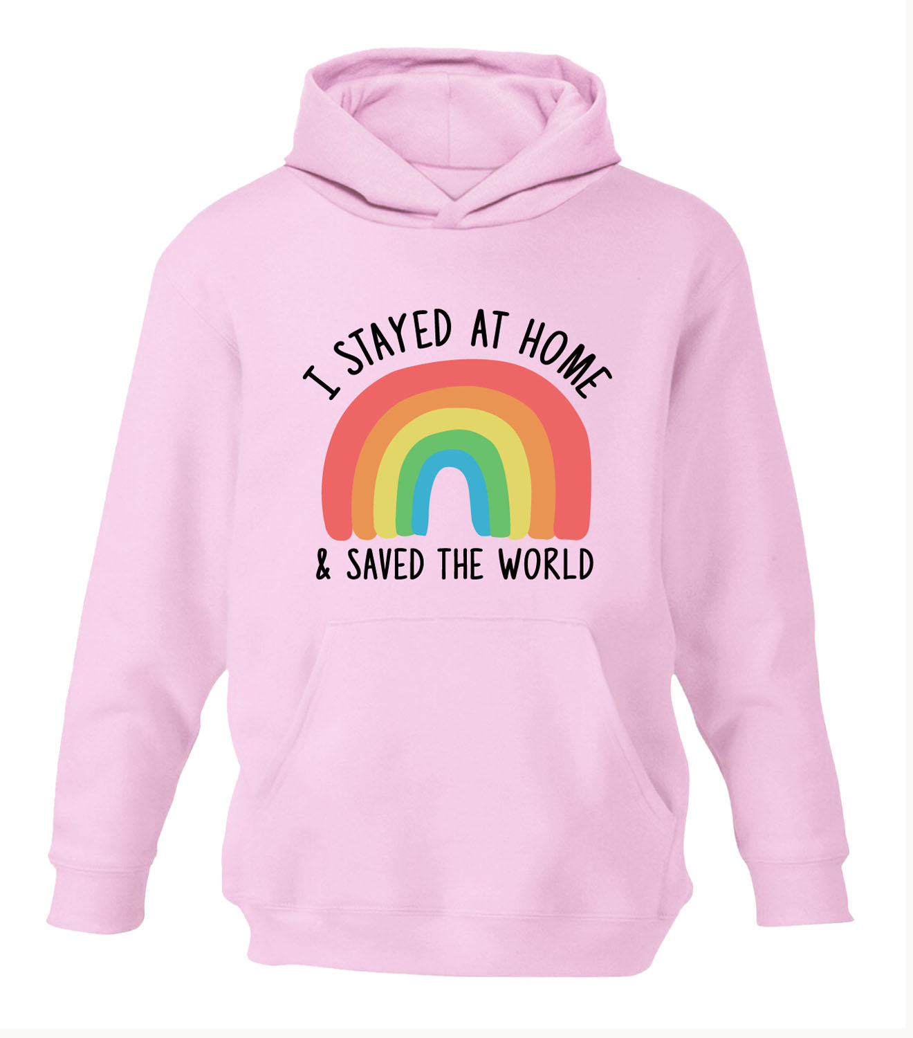 Childrens Rainbow Hoodie Boys Girls Stay Safe Home NHS Hoody Kids Top Gift