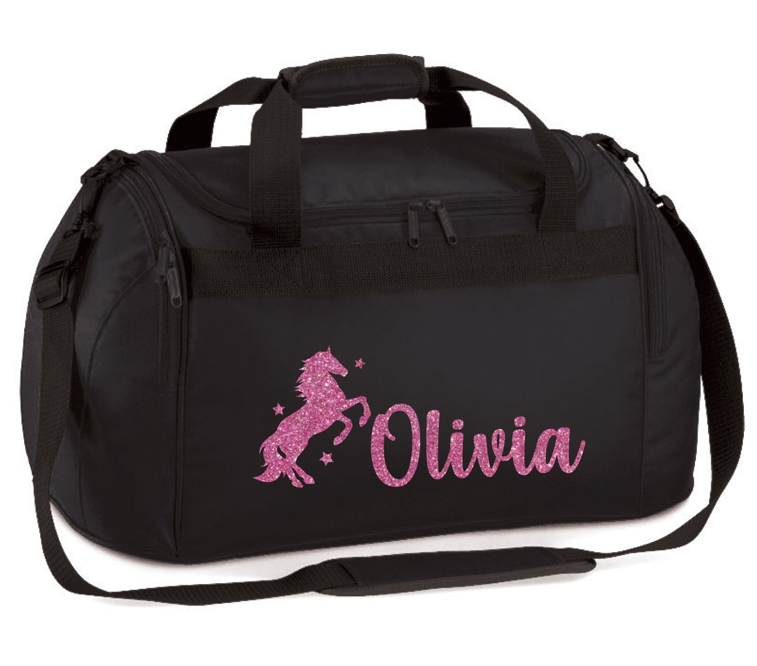 Personalised Glitter Equestrian Horse Riding Holdall Girls Boys Womens Kit Bag Beyondsome