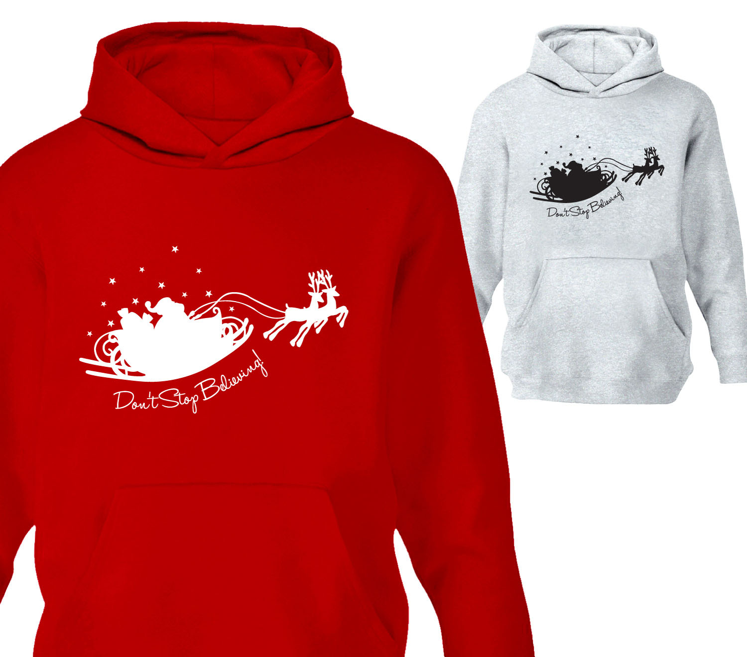 Childrens Christmas Hoodie Santa Dont Stop Believing Festive Xmas
