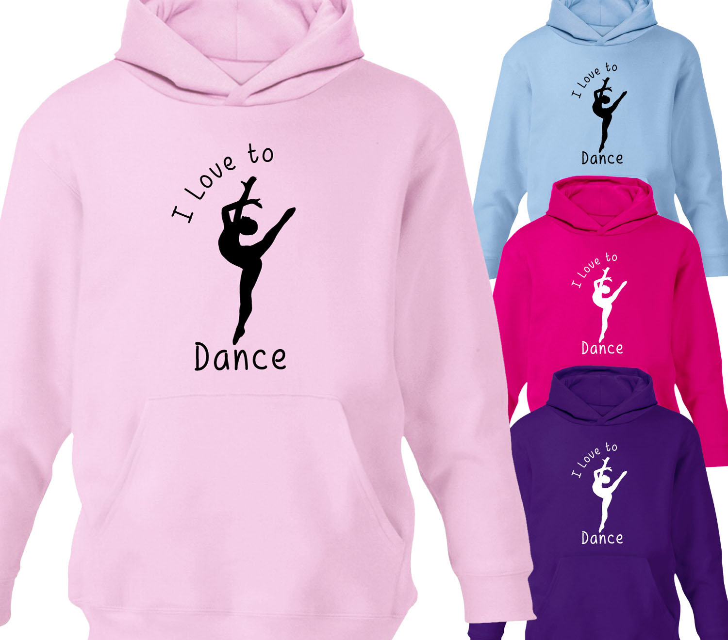 Childrens I Love To Dance Hoodie Girls Kids Dancer Hoody Gift