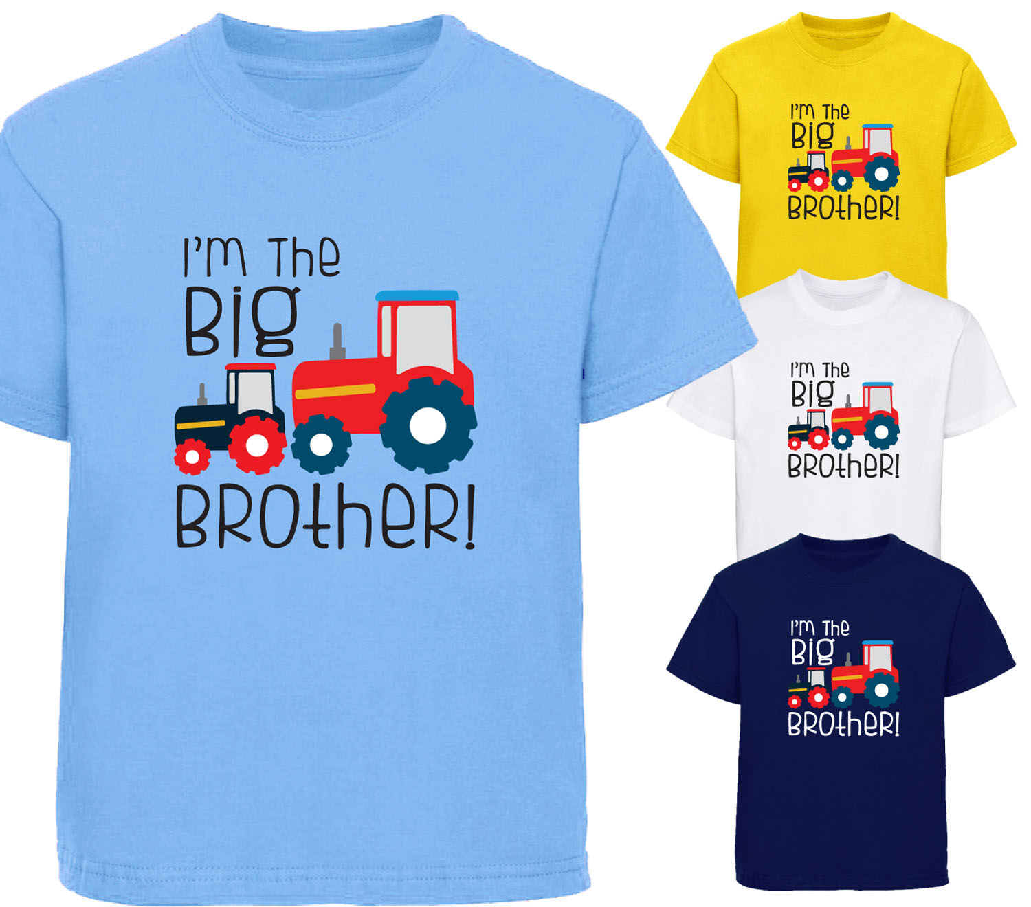 BIG BROTHER LITTLE BROTHER TRACTOR BOYS CHILDRENS T SHIRT KIDS T-SHIRT SET GIFT 