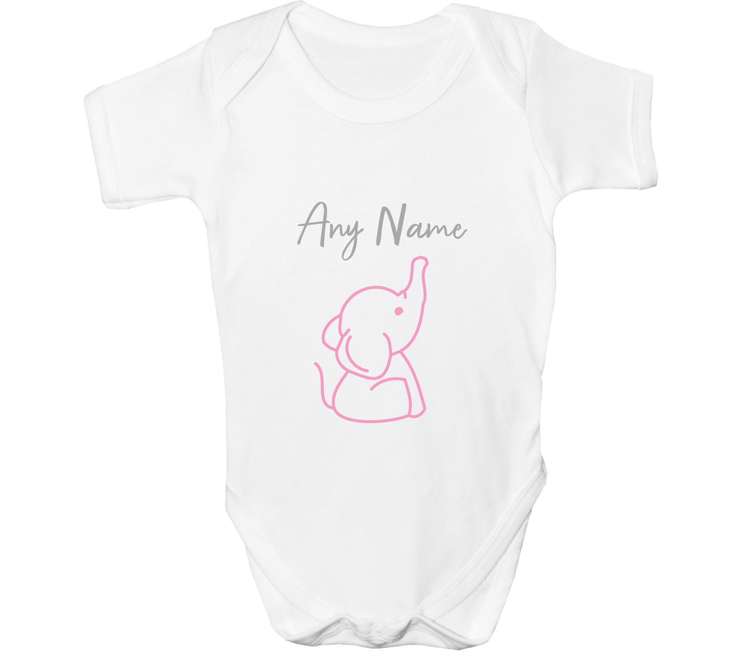 First Fathers Day Baby Grow Personalised Elephants Vest Any Name Bodysuit Pink 
