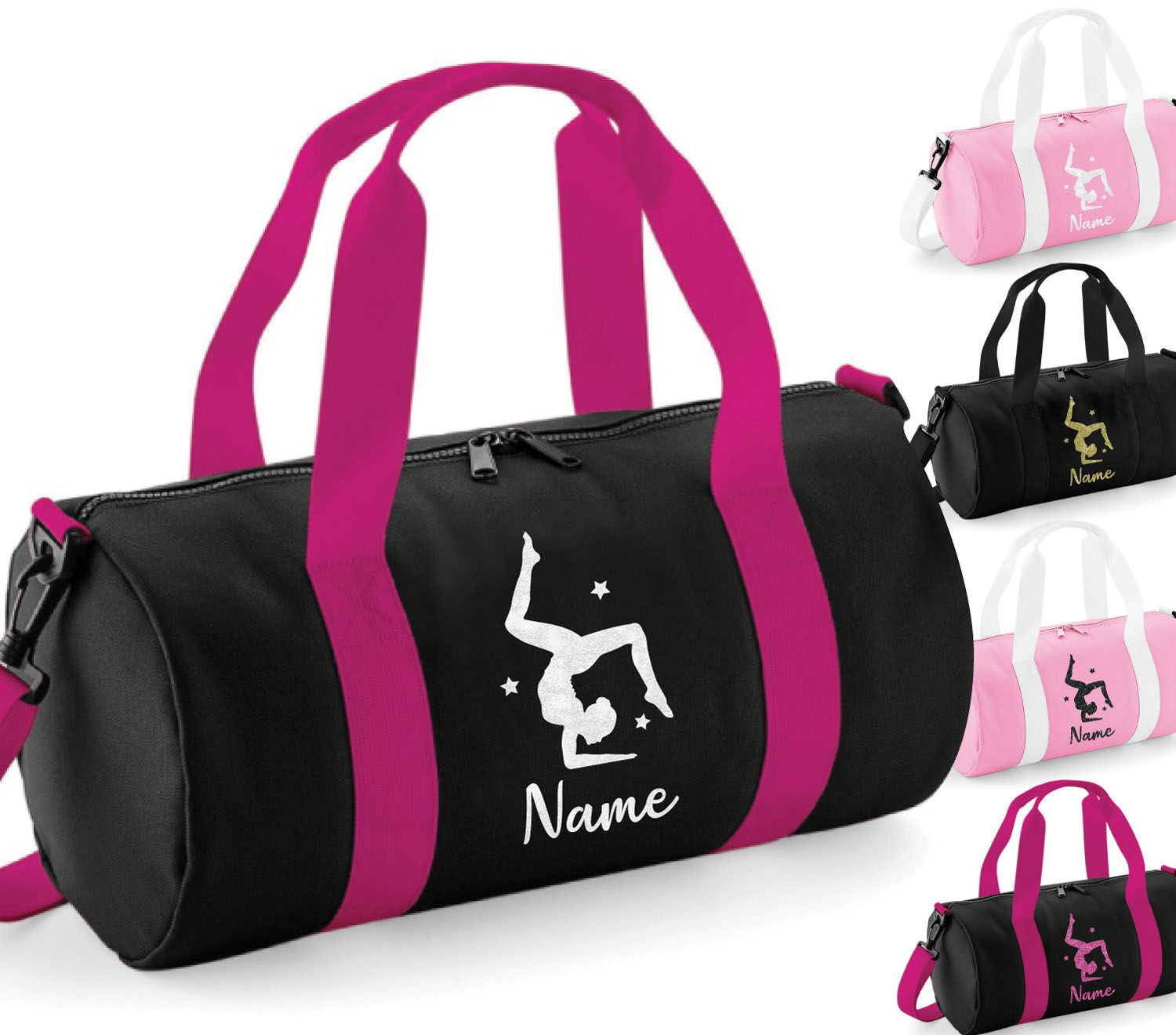 Personalised Dance Barrel Bag Girls Gymnastics Glitter Childrens