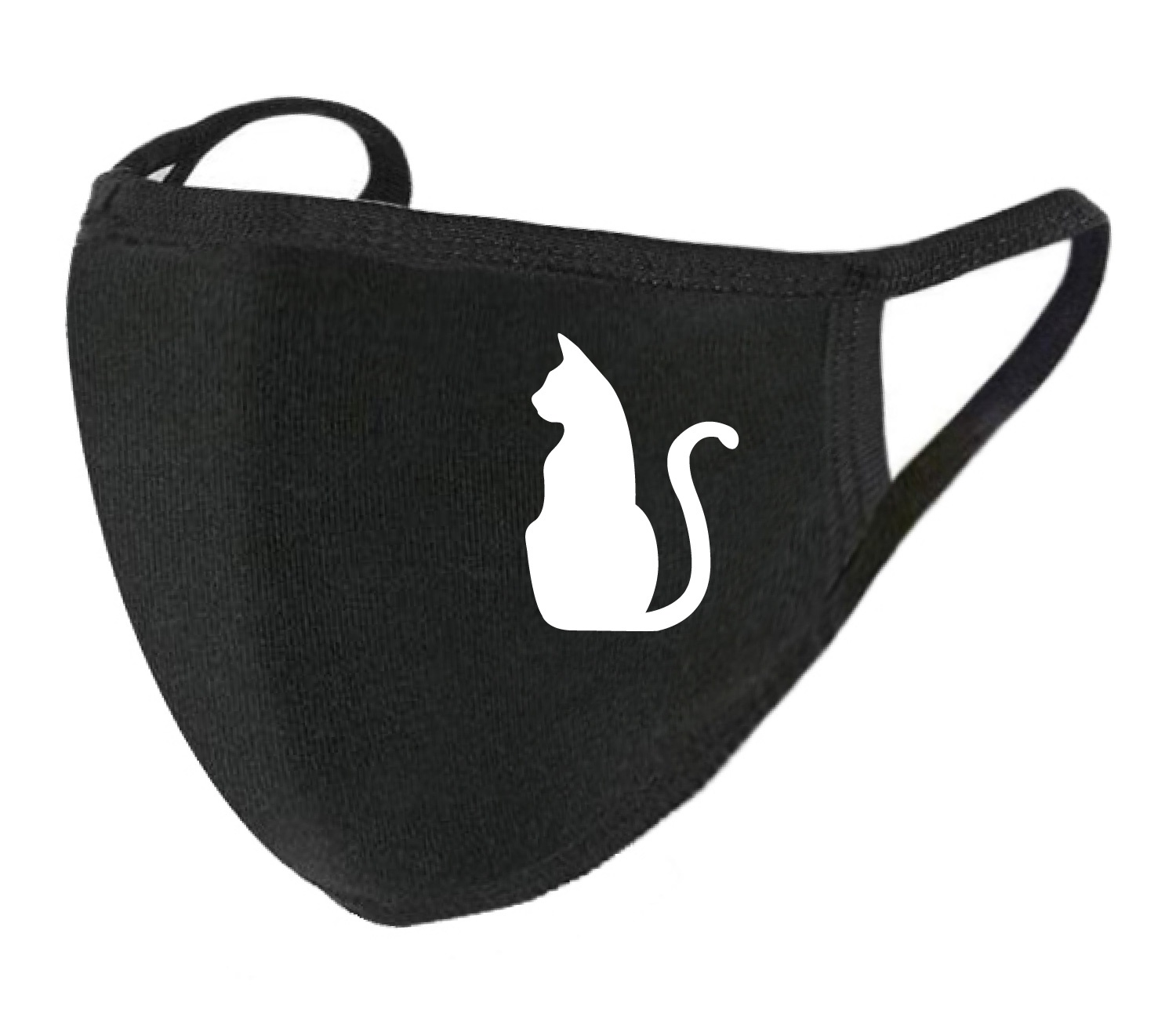 Face Mask Adult Fun Cat Mouth Covering Black Washable Reusable Fast