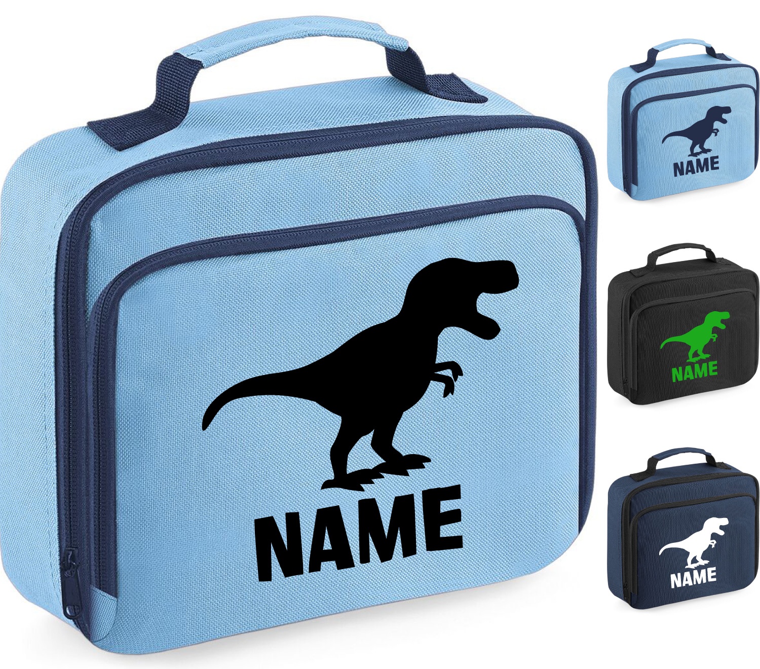 personalised dinosaur lunch bag