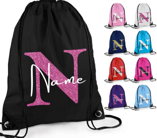 Personalised Drawstring School Bag Childrens Any Name Pull String