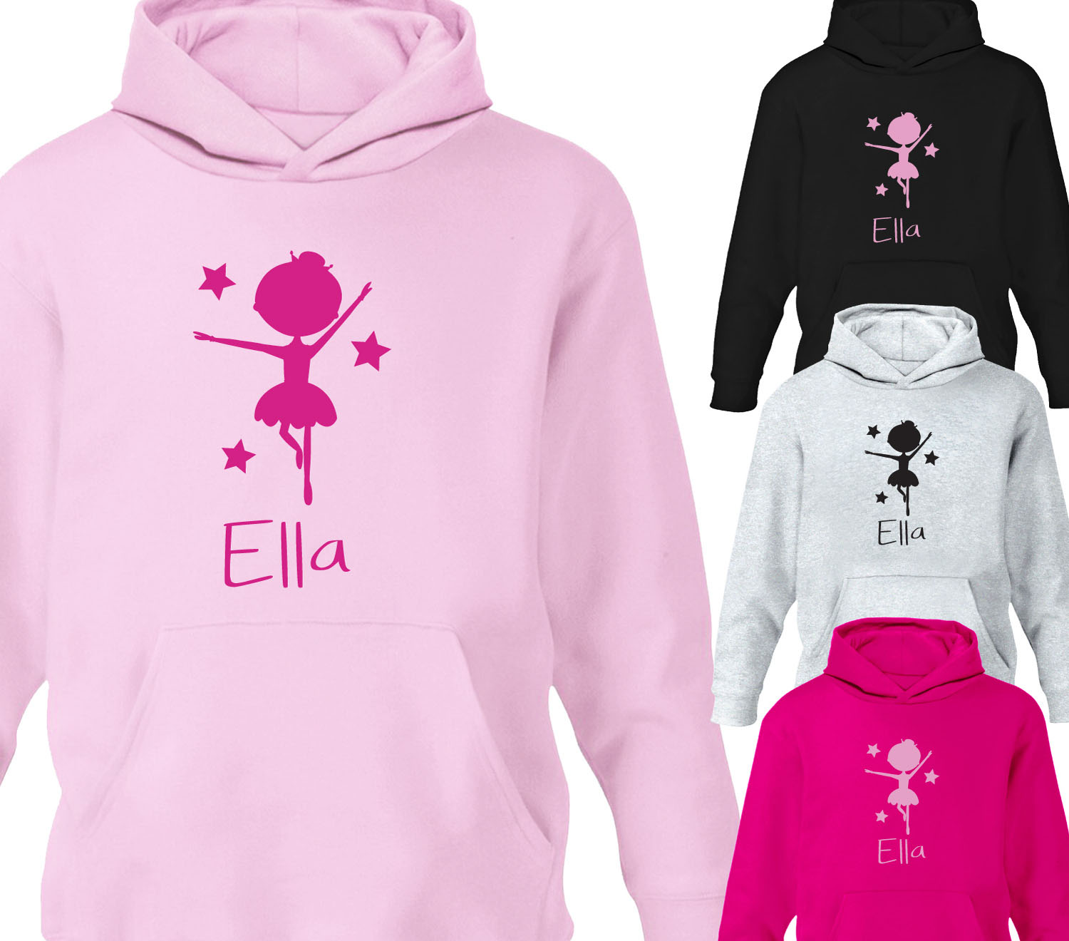 Personalised Childrens Ballerina Hoodie Girls Hoody Kids Ballet