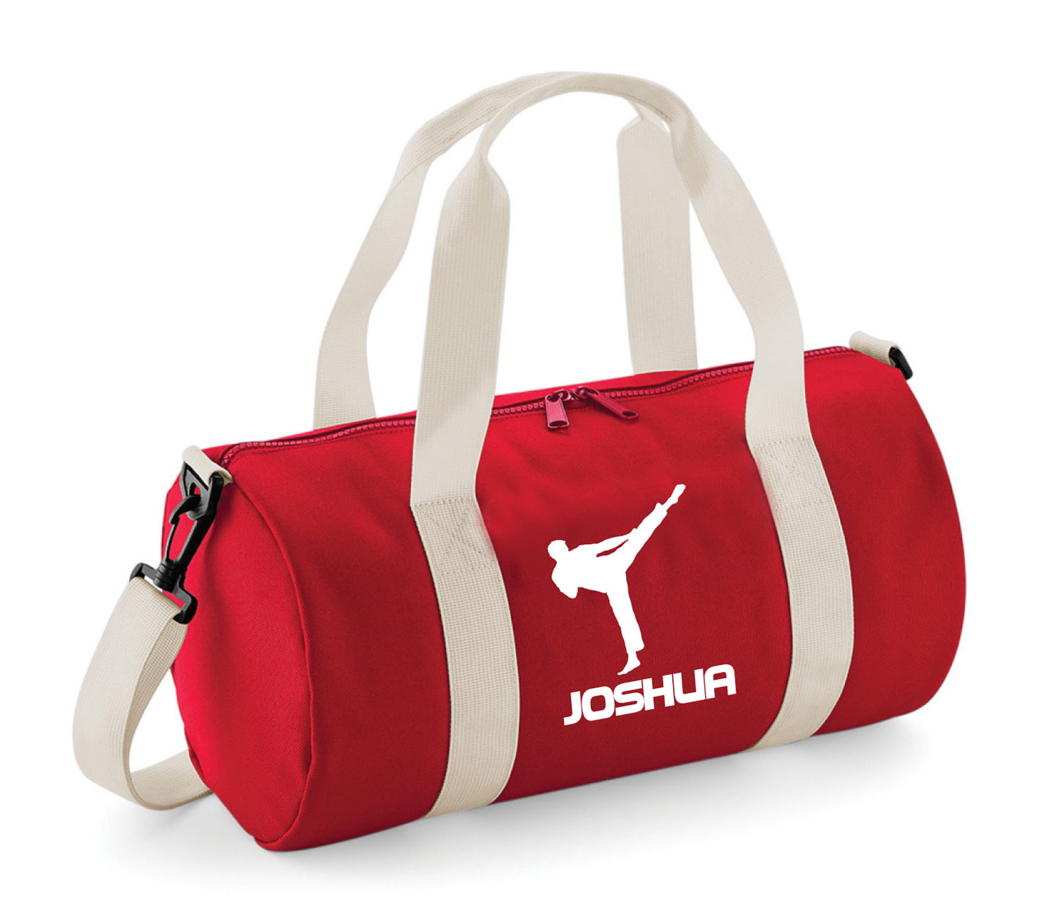 Kids Personalised Roundhouse Kick Karate Barrel Bag Martial Arts Boys