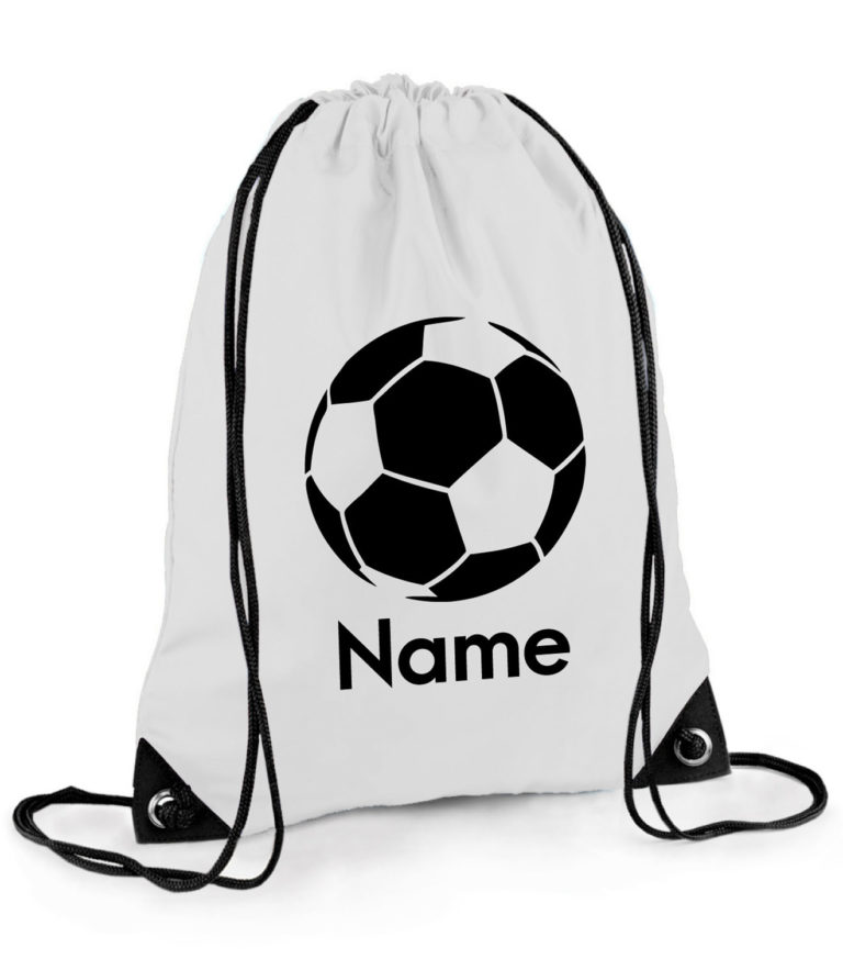 Personalised Football Drawstring Bag Boys Girls Sports Gym Footballer