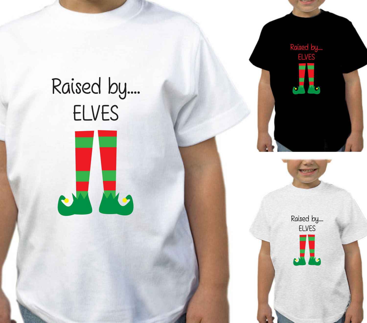 Childrens Raised By Elves Christmas T Shirt Girls Boys Designer T Shirt Kids Beyondsome