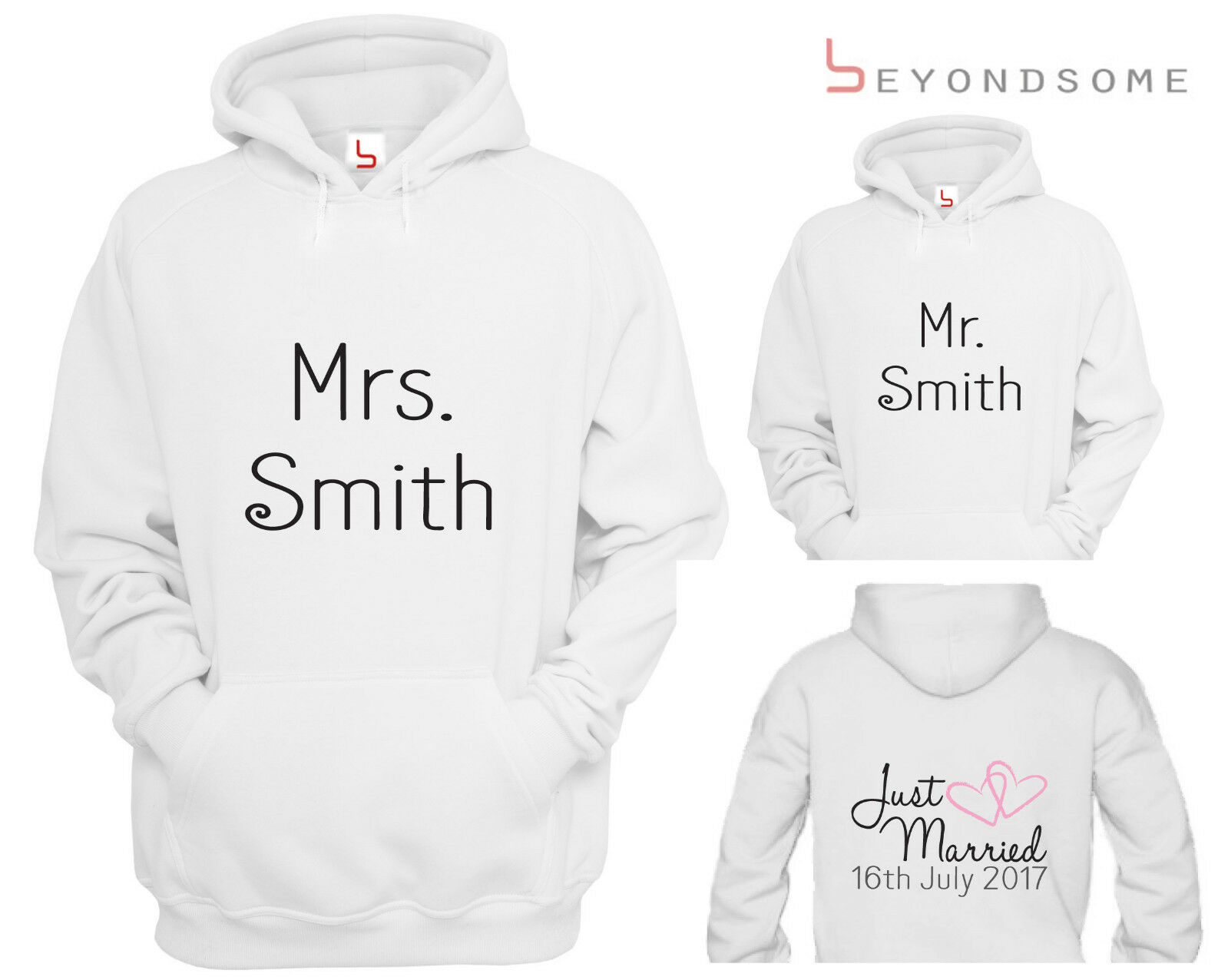 Personalised Wedding Hoody Set Just Married Mr And Mrs Hoodie Gift