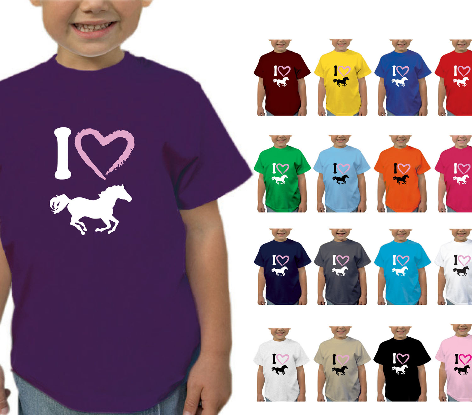 I Heart Horses Designer T Shirt Girls Horse Riding Tshirt Kids Childrens Cute Beyondsome
