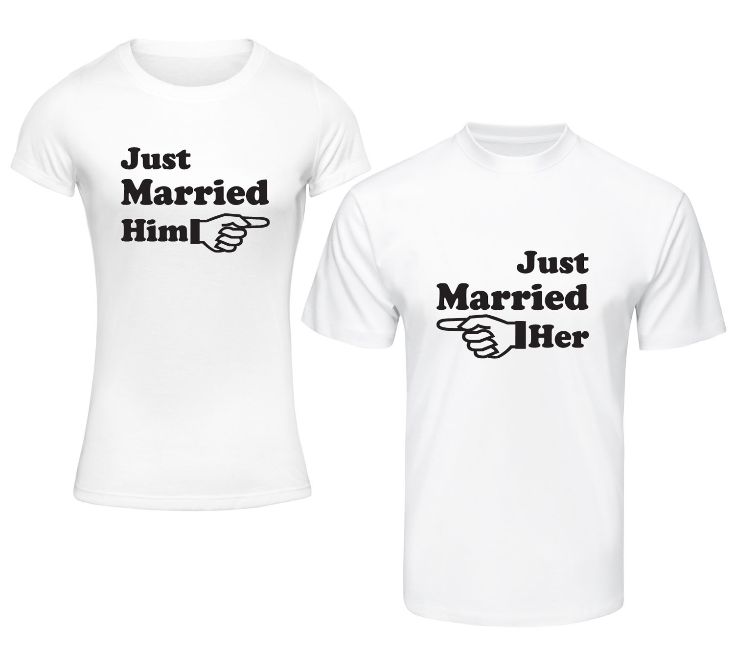 Just Married Him Her Arrow T-Shirt Set Funny Designer Mens Womens Wedding  TShirt – Beyondsome