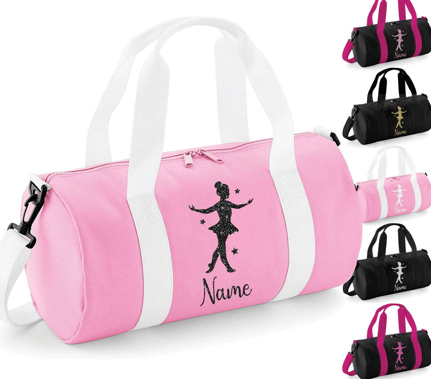 Personalised School Barrel Bag Girls Dance Ballet Glitter