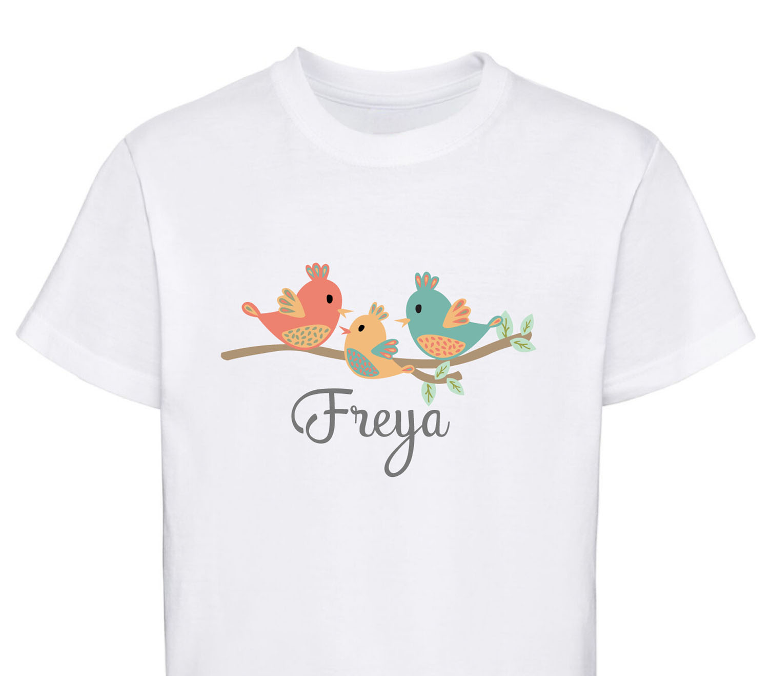 Girls Personalised Bird Design T-Shirt Kids Childrens T Shirt Gift