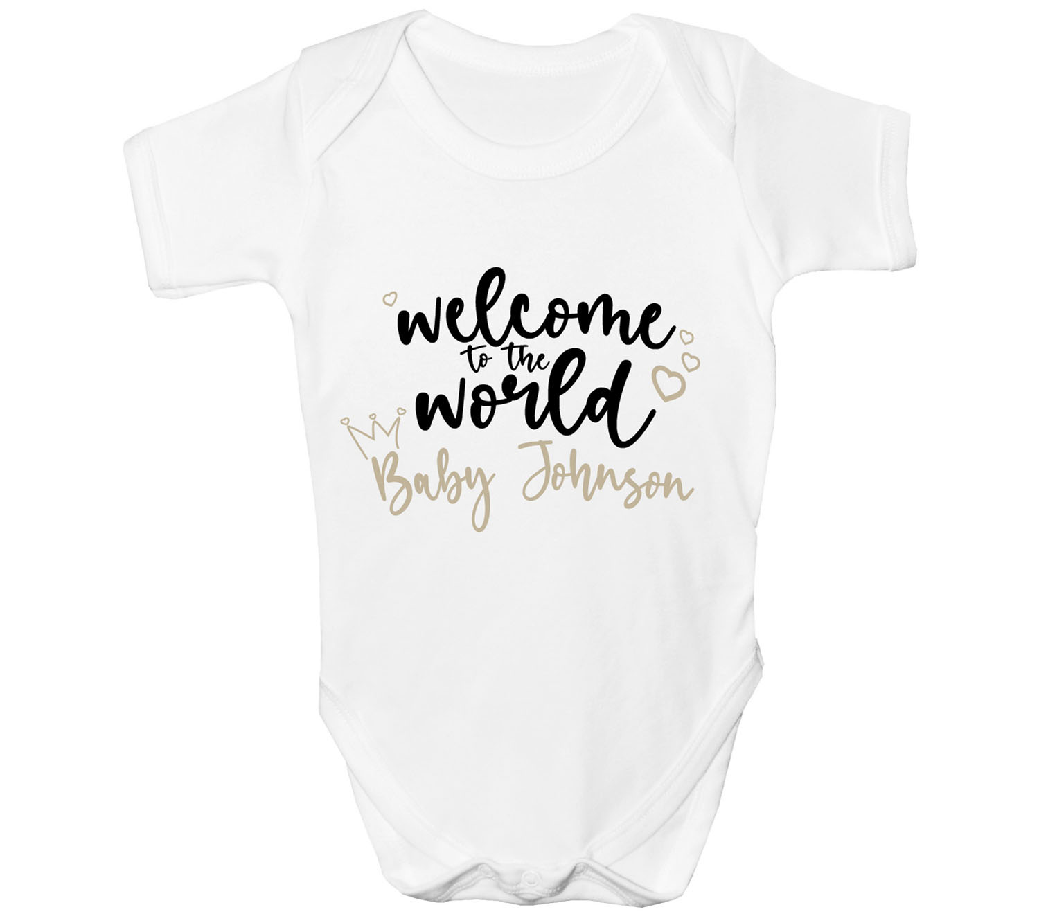 Personalised welcome to the world shop baby grow