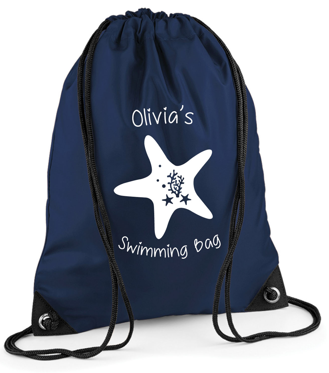 Personalised Kids Swimming Bag Girls Boys Star Fish Pull String Swim ...