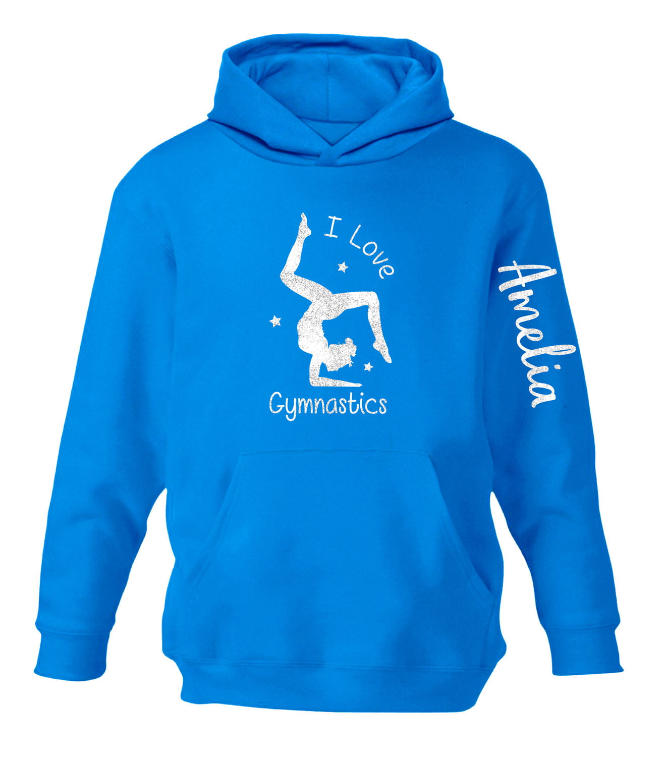 Personalised Childrens I Love Gymnastics Glitter Hoodie Gymnast Art ...